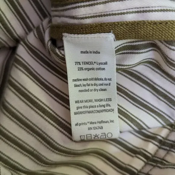 Mara Hoffman Lici Linen Skirt High Waisted Striped Button Front Size 2 Preowned - Picture 7 of 8